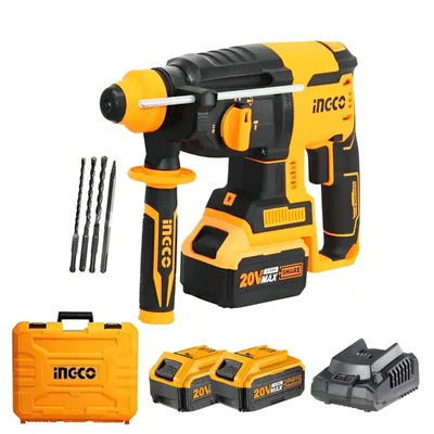 Ingco 30 mm 20V Lithium-Ion Cordless Rotary Hammer With Accessories, 5000 BPM (CRHLI202287)