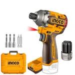 Ingco 16V 6.35 mm (1/4") Max. Torque 170 Nm Cordless Impact Driver With Battery, Charger & Accessories, 3500 BPM (CIRLI16178)