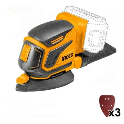 Ingco 93x133mm 20V Cordless Palm Sander With Sand Papers, 13000 RPM (CDSLI2051)