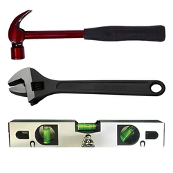 Jhalani 3 Items Combo Pack of 300 mm Spirit Level, 300 mm Adjustable Wrench and 450 gm Claw Hammer with Grip Handle