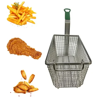 Premium Quality Large Deep Fry Stainless Steel Basket With Handle (Pack of 10)