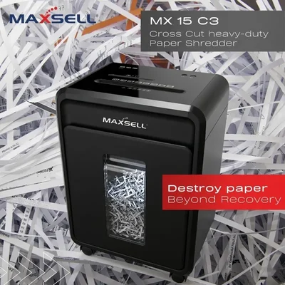 MAXSELL MX-15C3 Heavy Duty Office Paper Shredder P-4 Cross-Cut, 20-Sheet Capacity, Multi-Media Shredding