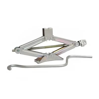 Heavy Duty 1 Ton Iron Silver Manual Scissor Jack With Handle for Hatchback Cars, Auto Rickshaws - Maximum Lifting Height 300 mm