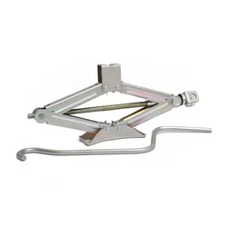 Heavy Duty 1 Ton Iron Silver Manual Scissor Jack With Handle for Hatchback Cars, Auto Rickshaws - Maximum Lifting Height 300 mm