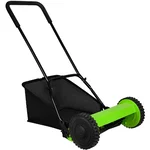 GIGAWATTS 16-Inch Manual Lawn Mower with 27L Grass Catcher | Adjustable Height (15-43mm) Reel Grass Cutter | Hand Push Trimming Machine with EVA Soft Handle for Home Garden, Yards & Parks