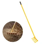 Heavy Duty 5 Teeth Manual Rake (Datal) with 4.5 Feet Fitted Handle