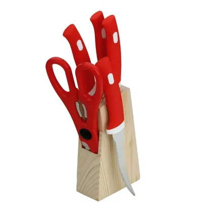 Premium Quality Stainless Steel Scissor & Knife Set with Wooden Stand