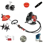 Heavy Duty 2 Stroke 52cc 5 in 1 Multi Attachment Backpack Brush Cutter With Round & Flat Tiller Attachment