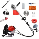 Backpack 4 Stroke 35cc Brush Cutter With 6 Multi Attachment | Free Chainsaw, Hedge Trimmer & Flat Tiller Attachment