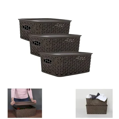 Multipurpose Storage Basket With Lid (Pack of 3)