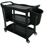 Multipurpose Three-Shelvs Black Utility Service Cart with Bucket