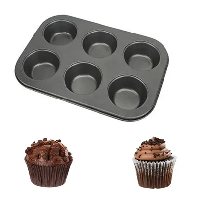 Pack of 2 Premium Quality Non-Stick 6 Slot Cup Cake Baking Mold