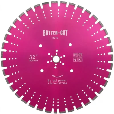 Oxi Power 32" Pink Silver-Brazed Diamond Blade for Granite, Heavy-Duty Fast-Cutting Stone Saw 2219