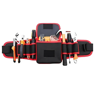 PAHAL Tool Waist Belt for Electrician, Technician, Carpenter, Plumber, Service Engineer (Black)