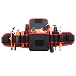 PAHAL Tool Waist Belt for Electrician, Technician, Carpenter, Plumber, Service Engineer (Black)
