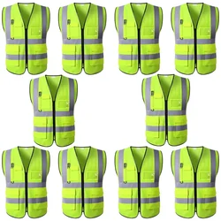Payuh 130 GSM Pack of 10 Jumbo Reflective Safety Vest/Jacket With 2" Reflective Tape, 1 Pen Holder