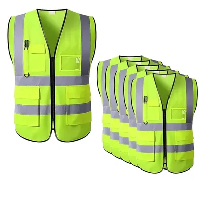 Payuh Jumbo Pack of 100 Reflective Safety Vest/Jacket With 2" Reflective Tape, 130 GSM, 1 Pen Holder