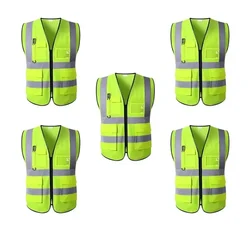 Payuh Jumbo Pack of 5 Reflective Safety Vest/Jacket With 2" Reflective Tape, 130 GSM, 1 Pen Holder