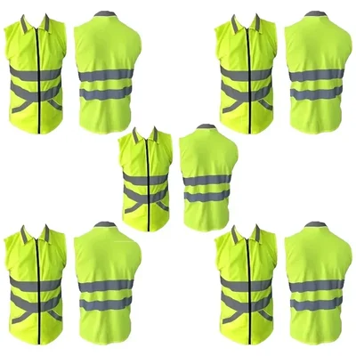 Payuh Classic Pack of 5 Reflective Safety Vest/Jacket With 2" Reflective Tape, 180 GSM, With Collar