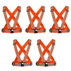 Payuh Reflective Safety Vest With Multipurpose Cross Belt, Fluorescent Orange(Pack-5 pcs)