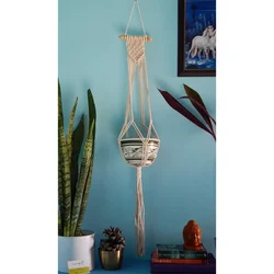 Ecofynd Macrame Plant Hanger Flower Pot Holder for Indoor Outdoor Balcony Garden 