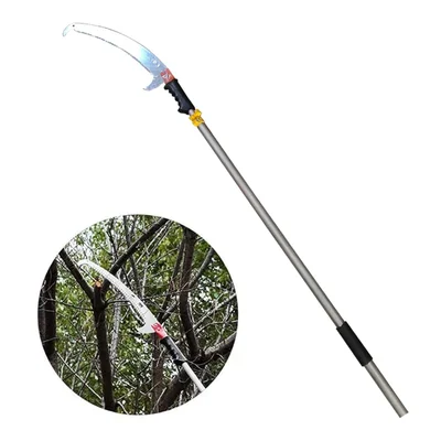 15 Inch Hand 2 in 1 Pole Pruning Saw, Double Action Teeth with Telescopic Pole (6 - 11.25 Feet)
