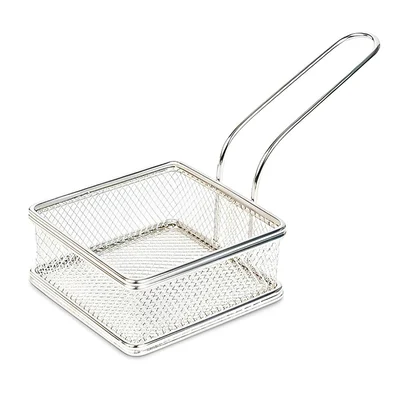 French Fries Mini Rectangular Shape Serving Basket with SS Body