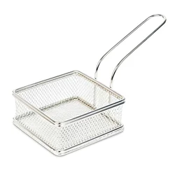 French Fries Mini Rectangular Shape Serving Basket with SS Body