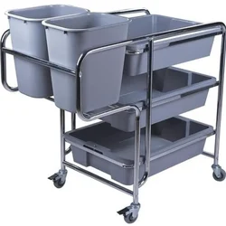 Heavy Duty Stainless Steel Restaurant Service Cart with Bucket