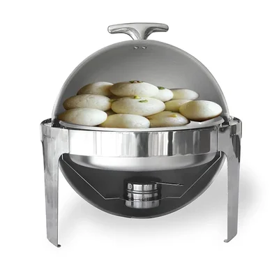 Premium Quality Round Food Warmer With Fuel Holders and Steel Lid, 6 Litre Capacity