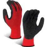 Heavy Duty Safety Gloves Pack of 10, 60, 300 Red Black Synthetic Latex Palm Coated, Cut-Resistant, Multipurpose, Washable