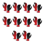 Heavy Duty Pack of 10, 60, 300 Pcs Safety Gloves, Red Black Synthetic Latex Palm Coated, Cut-Resistant, Multipurpose, Washable