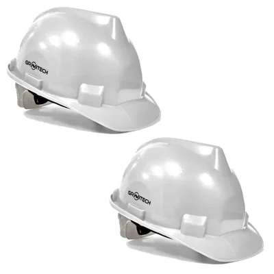 Gravitech Pack of 2, 6, 20 White HDPE Safety Helmet with Ratchet Type Adjustment for Industrial Use (STRONG CAP-R)(Pack-2 pcs)