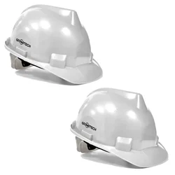 Gravitech Pack of 2, 6, 20 White HDPE Safety Helmet with Ratchet Type Adjustment for Industrial Use (STRONG CAP-R)(Pack-2 pcs)