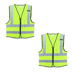 Minsales Safety Jacket - 2 Pockets, 360° Visibility Multipurpose With 2 Inch Reflective Stripes At Front & Back (Pack of 2 )