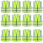 Minsales Safety Jacket - 2 Pockets, 360° Visibility Multipurpose With 2 Inch Reflective Stripes At Front & Back 