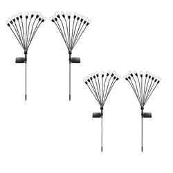 GIGAWATTS Automatic Waterproof Firefly 10 LED Solar Garden Light for Outdoor Backyards Pathways Campgrounds (Pack of 4)