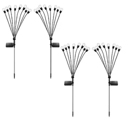 GIGAWATTS MultiColour Automatic 4 Pcs Firefly 8 LED Solar Garden Light  Waterproof Festival Decoration Lamp for Outdoor