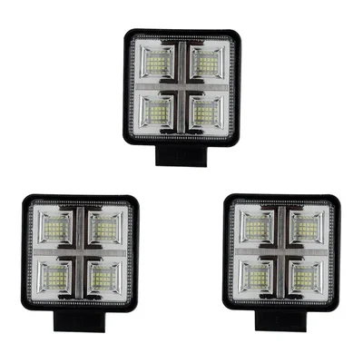 Gramstrong Republic Square 48 White LED 12V Mercury Fog Light For Car, Truck, Jeep & Motorcycle (Pack of 3)