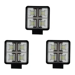 Gramstrong Pack of 3 Square 48 White LED 12V Mercury Fog Light for Car, Truck, Jeep, Motorcycle 