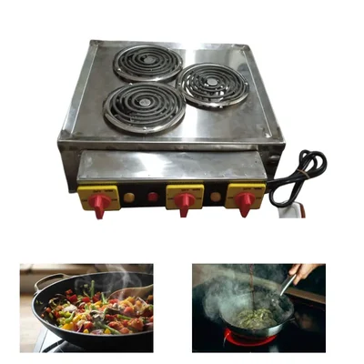 Commercial Stainless Steel Electric Hot Plate with 3 Heating Coils of 2000 Watt