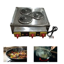  Commercial Stainless Steel Electric Hot Plate with 3 Heating Coils of 2000 Watt