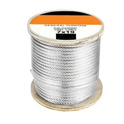Premium Quality 7*19 Galvanized Mild Steel Multi-Purpose Wire Rope, Grade-MS  1770(Size-4 mm,Wire Rope Length-50 Meter)