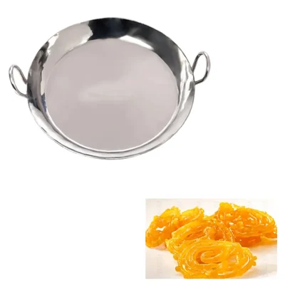 Mira Steel SS 24 inch Curve Border Jalebi Kadai Wok, with 3 MM Thickness for Commercial Sweet and Snack Units