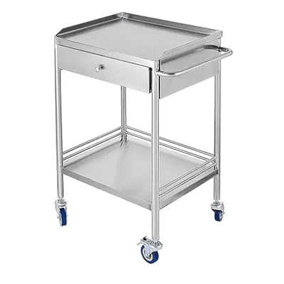 Vinayak Machines Stainless Steel Utility Cart with 2 Shelves 1 Drawer with Wheels Kitchen Cart Utility Services