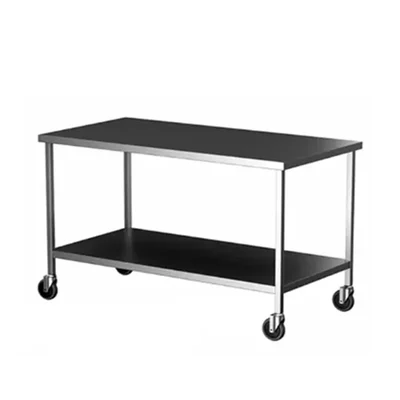 Vinayak Machines SS 60 X 24 X 34 Inches Work Table With Under Shelf and Wheels For Kitchens, Hospitals, Bakeries