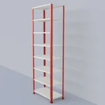 Alija 84 x 29 x 15 Inch 8 Shelves Multipurpose Storage Rack With Accessories ( Colour- Red & Ivory )