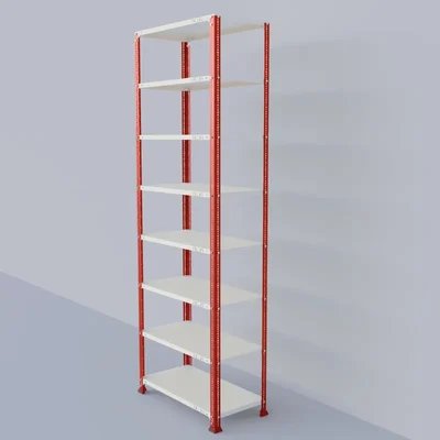 Alija 84 x 29 x 15 Inch 8 Shelves Multipurpose Storage Rack With Accessories ( Colour- Red & Ivory )(Gauge-22 Gauge)