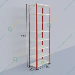 Alija 84 x 29 x 15 Inch 8 Shelves Multipurpose Storage Rack With Accessories ( Colour- Red & Ivory )(Gauge-22 Gauge)