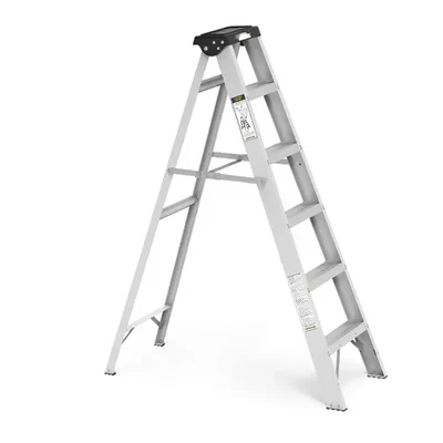 Vishwakarma 5 Steps Aluminum Single-Side Self-Supporting Ladder Including Tool Storage Platform at The Top